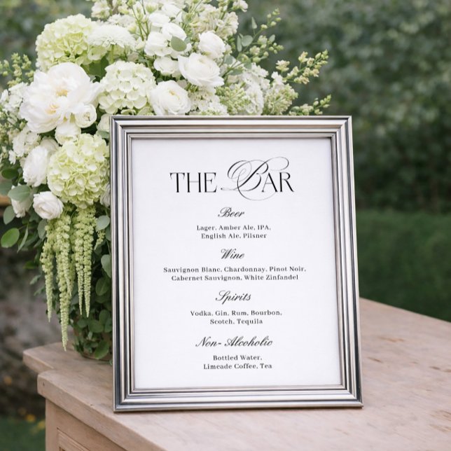 Poster Elegant Classy Black and White Wedding Bar (Créateur téléchargé)