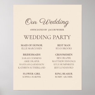 Poster Élégant cortège de mariage couleur crème