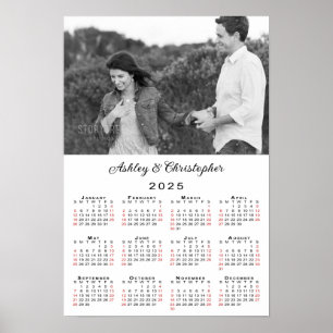 Poster Élégant Couple Photo Names 2025 Calendrier