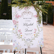 Élégant Crête Florale Rococo de Mariage de Bienven