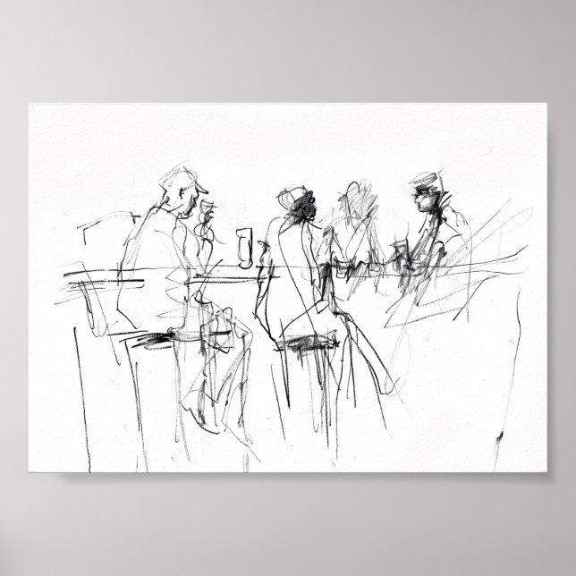 Poster Elégant croquis minimal à barres - Premium (Devant)
