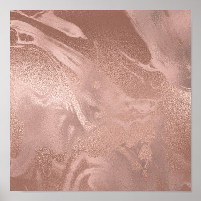Poster Élégant cuivre moderne rose gold marble look (Devant)