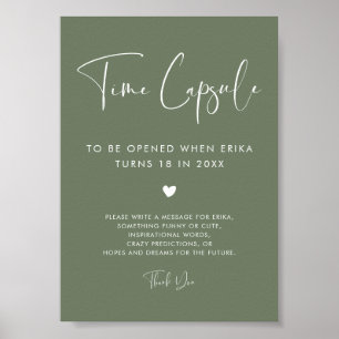 Poster Elégant Dark Sage Time capsule 1er Anniversaire si
