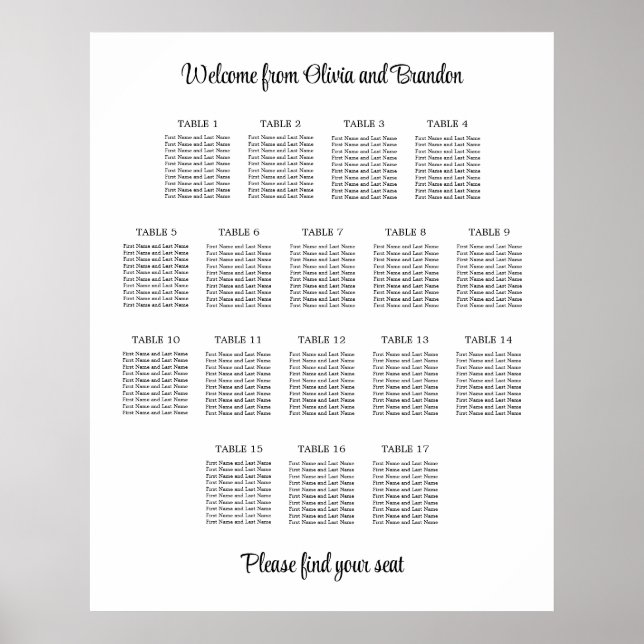 Poster élégant de 17 Mariage de table (Devant)