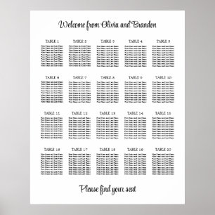 Poster élégant de 20 Mariage de table