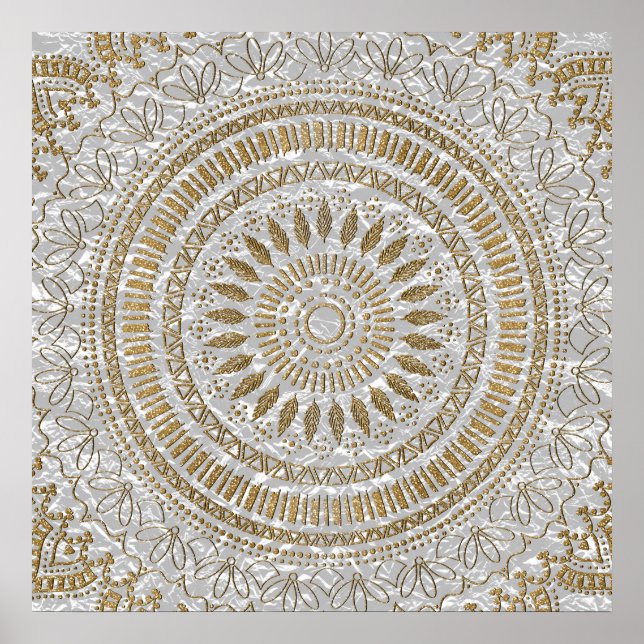 Poster Elégant dessin de mandala tribal dessiné à la main (Devant)