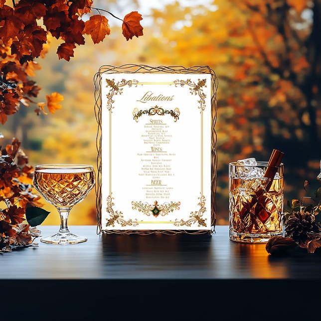 Poster Elegant Druid Hills Menu de la barre d'automne (Druid Hills Wedding Libations Bar Menu )