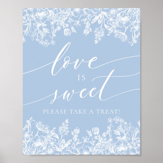 Poster Élégant Dusty Blue Love is Sweet Treat Favoriser S (Devant)