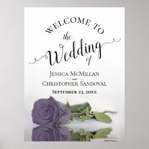 Poster Elégant Dusty Purple Rose élégant Mariage Accueil