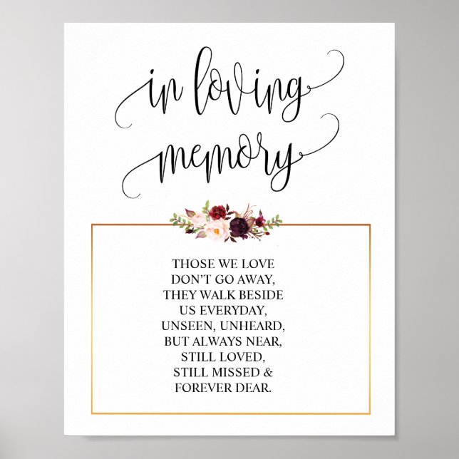 Poster Élégant en mémoire d'amour Symbole funéraire (Devant)