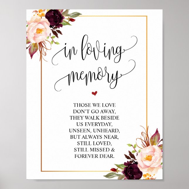 Poster Élégant en mémoire d'amour Symbole funéraire (Devant)