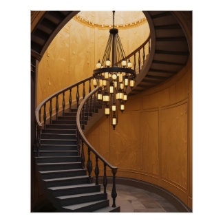 Poster Elégant Escalier Spiral