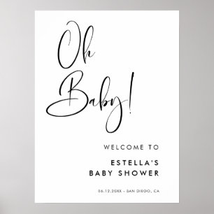 Poster Élégant et moderne noir et blanc Oh Baby