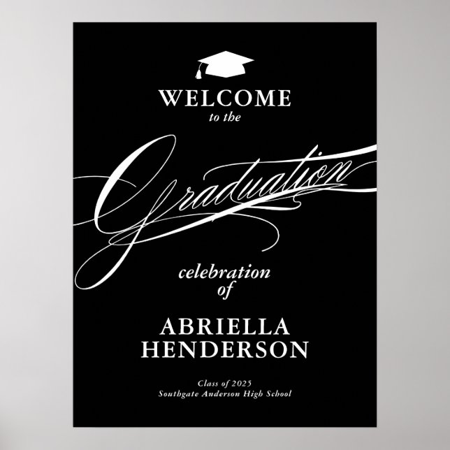 Poster Élégant et officiel de la graduation de script Bie (Devant)