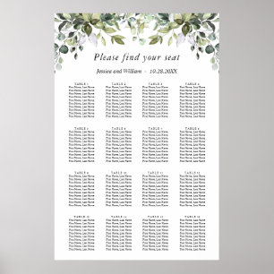 Poster Élégant Eucalyptus 16 Tables Mariage GRAPHIQUE DE 