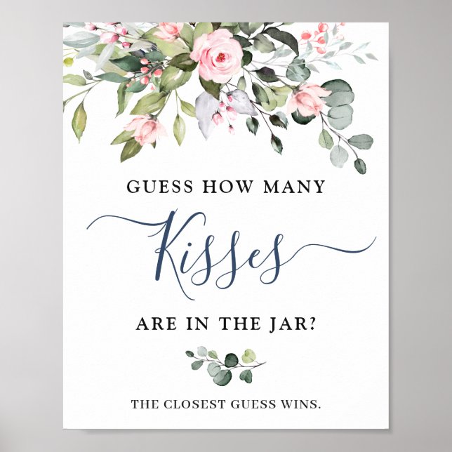 Poster Elegant Eucalyptus Blush Roses Mariage Shower (Devant)