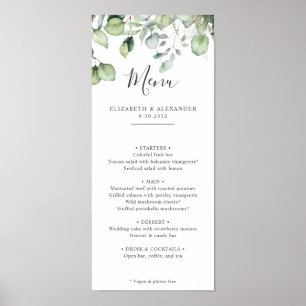 Poster Elégant eucalyptus feuille verdure simple mariage