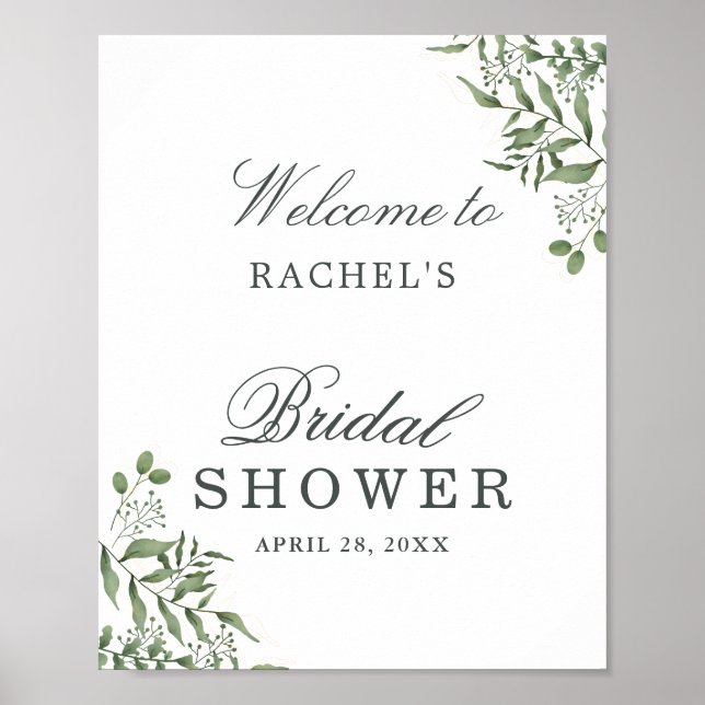 Poster Élégant eucalyptus feuilles succulentes shower de  (Devant)