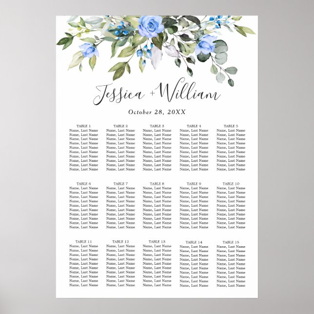 Poster Élégant Eucalyptus Floral 15 Tables GRAPHIQUE DE S (Devant)