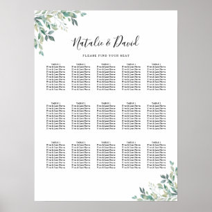 Poster Elégant Eucalyptus Greenery Mariage Seating Chart