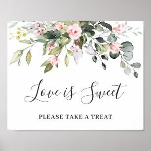 Poster Élégant Eucalyptus Love is Sweet Mariage Sign