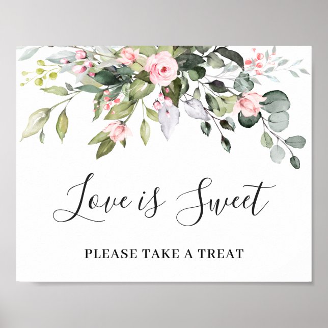 Poster Élégant Eucalyptus Love is Sweet Mariage Sign (Devant)