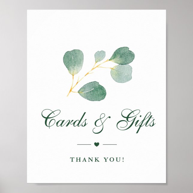 Poster Elégant Eucalyptus Vert Mariage Cartes & Cadeaux (Créateur téléchargé)