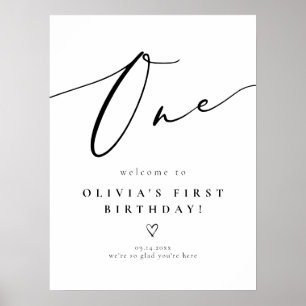 Poster Élégant Faire-part de Naissance avec Calligraphie