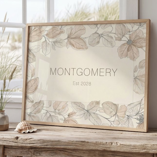 Poster Elegant Family Last Name Wall Art Minimalist Sign (Créateur téléchargé)