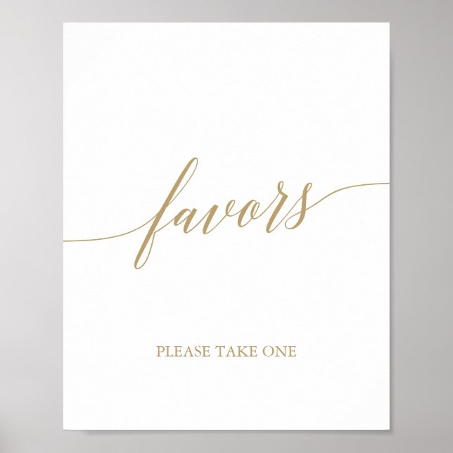 Poster Elégant Flat Gold Calligraphie Favorisent (Devant)