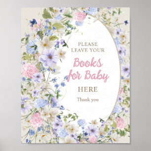 Poster Elégant Fleur sauvage Meadow blush books pour bébé