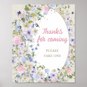 Poster Élégant Fleur sauvage Meadow Blush Merci d'être ve