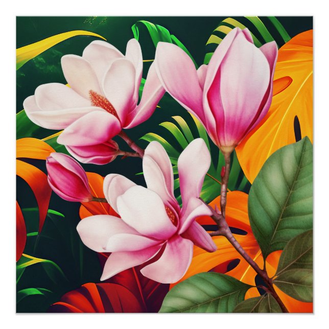 POSTER ELÉGANT FLEURS PLANTE NATURE (Devant)