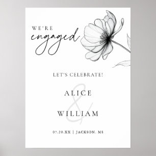 Poster Élégant Floral Nous sommes engagés Engagement Part