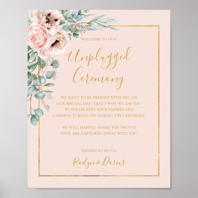 Poster Élégant floral | Symbole de cérémonie Pastel Unplu (Devant)