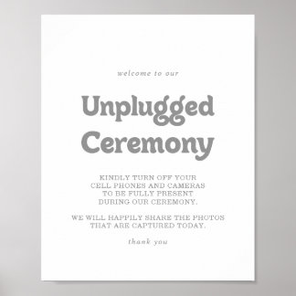 Poster Elegant Formal Minimal Unplugged Ceremony Sign