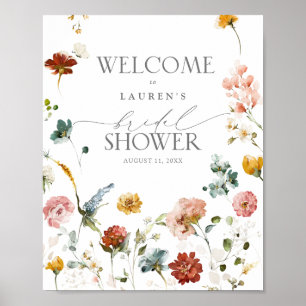 Poster Elegant Garden Flowers Bridal Shower Welcome Poste