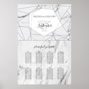 Poster Elegant Geometric Marble Wedding Seating Chart