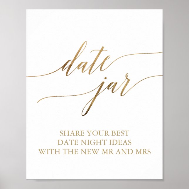 Poster Elegant Gold Calligraphy Date Jar Sign (Devant)