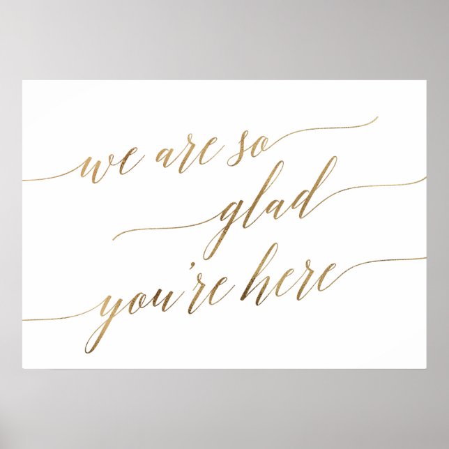 Poster Elegant Gold Calligraphy Glad Vous êtes ici Mariag (Devant)