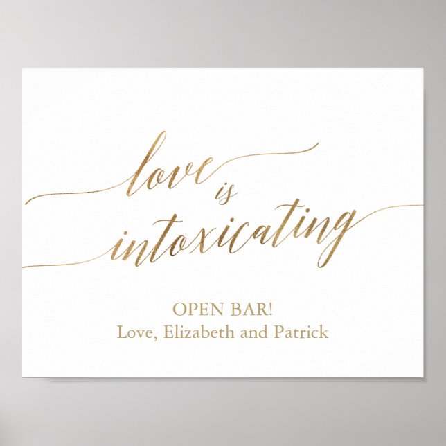 Poster Élégant Gold Calligraphy L'amour est enivrant (Devant)