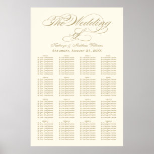 Poster Elegant Gold Calligraphy Wedding Seating Chart