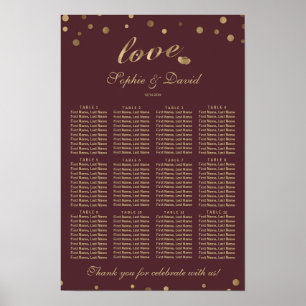 Poster Elégant Gold Confetti Love Bourgogne Seing Chart