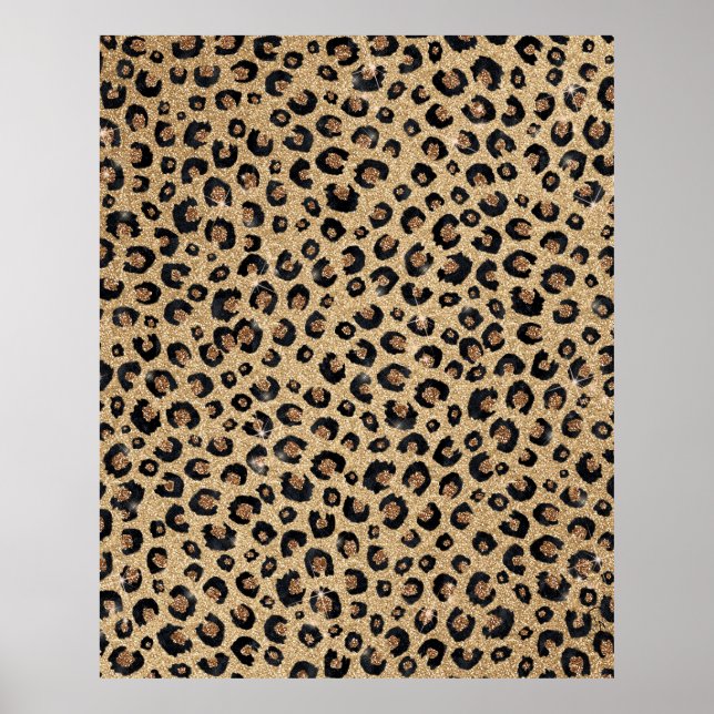 Poster Elegant Gold Glitter Black Leopard (Devant)