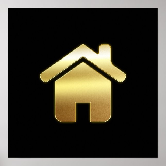 Poster Elegant Gold House Symbole Real Estate Design (Devant)