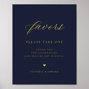 Poster Elegant Gold Navy Blue Wedding Favoriser