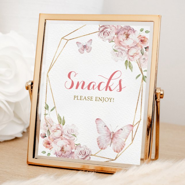 Poster Élégant Gold Rose Floral Mis Quince Snack (Créateur téléchargé)
