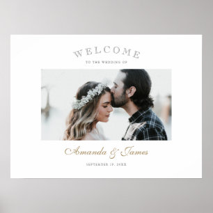Poster Elegant Gold Script Photo Mariage Bienvenue
