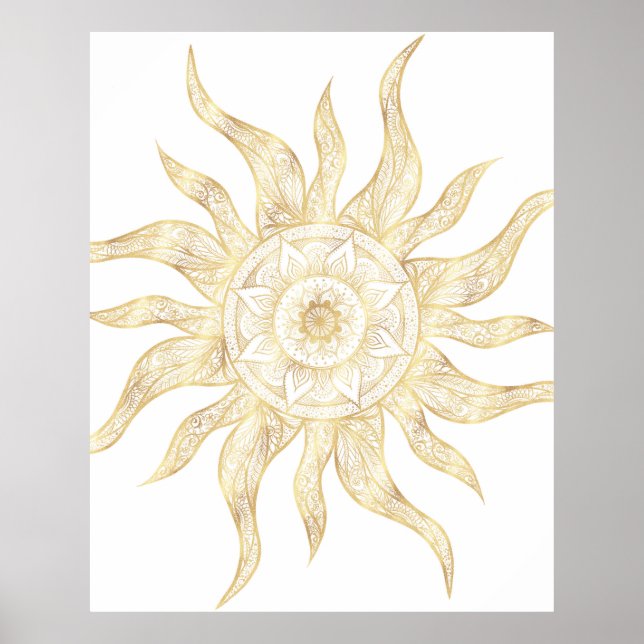 Poster Elégant Gold Sun Mandala Design (Devant)