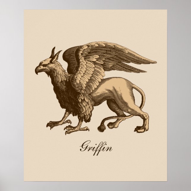 Poster Élégant Griffin Brown et beige - Bête légendaire (Devant)